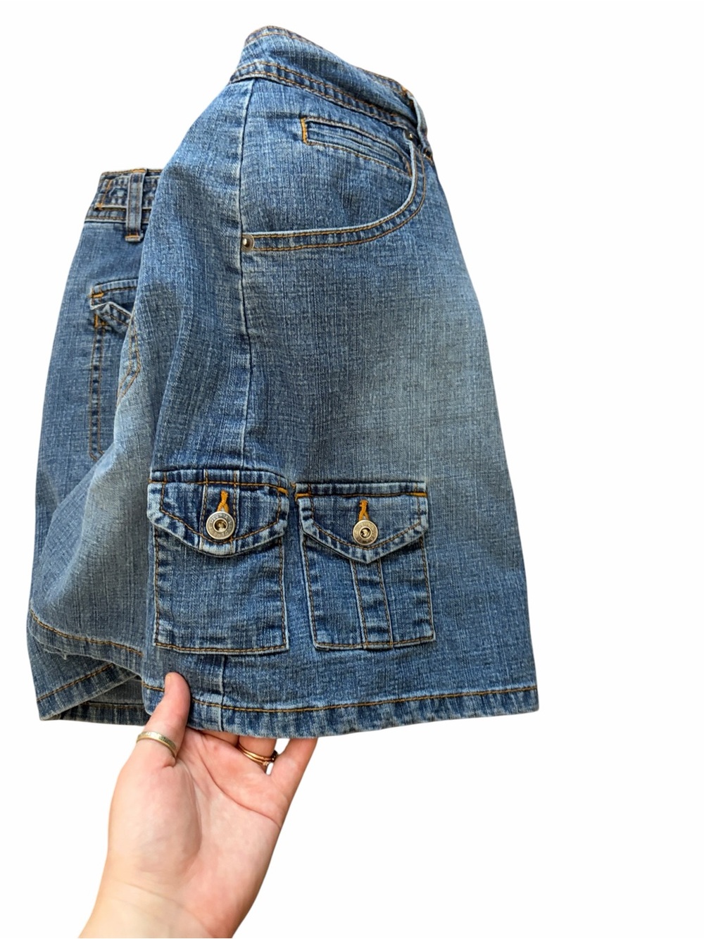 Gloria Vanderbilt Y2K Micro Cargo Pocket 90’s Style Blue Jean Denim Skort Size 6 - Picture 3 of 15